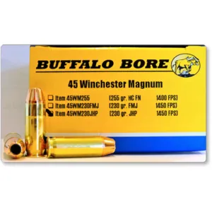Buffalo Bore 45 Winchester Magnum Ammo 230 Grain Jacketed Hollow Point Box of 20
