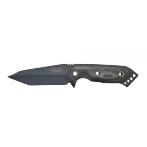 Camillus Camillus Fixed Blade Fixed Blade Knife 3.75" Tanto Point AUS-8 Black Titanium Carbonitride Blade Micarta Handle Black