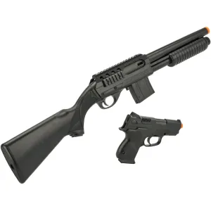 Mossberg 590 Tactical Airsoft Shotgun & Airsoft Pistol 6mm BB Kit Spring Powered Single Shot Black
