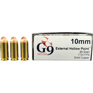 G9 Defense 10mm Auto Ammo 95 Grain Fluted Lead Free Box of 20