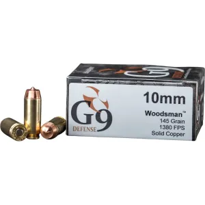 G9 Defense Woodsman 10mm Auto Ammo 145 Grain Square Nose Lead Free Box of 20