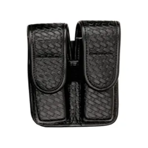 Bianchi 7902 AccuMold Elite Double Magazine Pouch Single Stack 9mm, 45 ACP Hidden Snap Basketweave Trilaminate Black