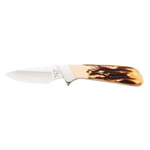Bear & Son Invincible Skinner Fixed Blade Knife 2.75" Drop Point 440 Polished Blade Delrin Handle Stag