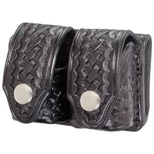 Triple K 103 Double Speed Loader Pouch Medium J, K, L Frames Nickel Snaps Basketweave Black