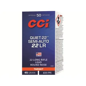 CCI Quiet Semi-Auto 22LR Ammo 45 Grain Round Nose Case of 5000 (100 Boxes of 50)