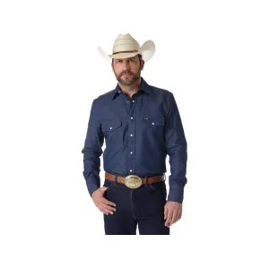 Wrangler Men's Authentic Cowboy Cut Long Sleeve Shirt Blue Medium