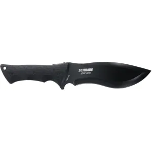 Schrade Little Ricky Fixed Blade Knife 7.25" Drop Point Recurve 65MN Titanium Nitride Blade Rubber Handle Black