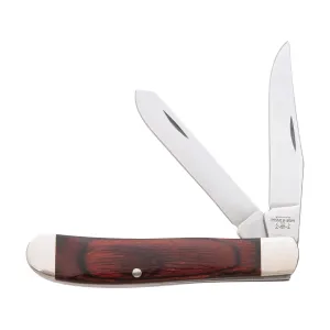 Bear & Son Mini Trapper Folding Knife 2.75" Clip Point Carbon Satin Blade Wood Handle Rosewood