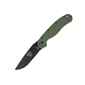 Ontario RAT 1 Pocket Knife 3.6" Drop Point AUS-8 Black Blade Nylon Handle OD Green