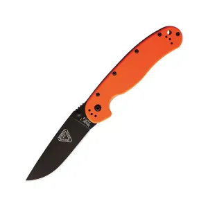 Ontario RAT 1 Pocket Knife 3.6" Drop Point AUS-8 Black Blade Nylon Handle Orange