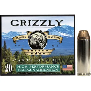 Grizzly Cartridge High Performance Handgun 45 Colt (Long Colt) Ammo 225 Grain Jacketed Hollow Point Box of 20