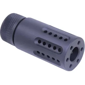GunTec Muzzle Brake with Short Slip-Over Barrel Shroud AR-15 1/2"-28 Thread 223 Remington, 5.56x45mm NATO, 9mm Steel Matte