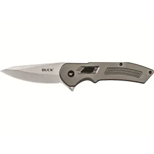 Buck Knives 262 Hexam Assist Assisted Opening Pocket Knife 3.3" Drop Point 7Cr13 Satin Blade Aluminum Handle Gray