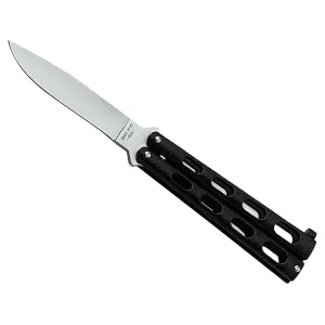 Bear & Son 113B Butterfly Knife 3" Drop Point 440 Satin Blade Zinc Handle Black