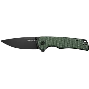 Sencut Praktisk Pocket Knife 3.59" Drop Point 9Cr18MoV Black Blade Canvas Micarta Handle Green