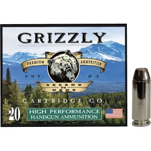 Grizzly Cartridge High Performance Handgun 10mm Auto Ammo 200 Grain Jacketed Hollow Point Box of 20