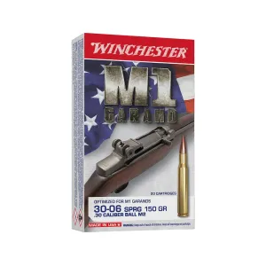 Winchester M1 Garand 30-06 Springfield Ammo 150 Grain Full Metal Jacket Box of 20