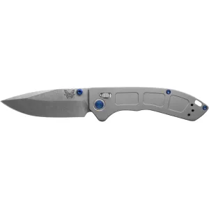 Benchmade Mini Narrows Pocket Knife 2.98" Drop Point CPM 20CV Satin Blade Titanium Handle Gray