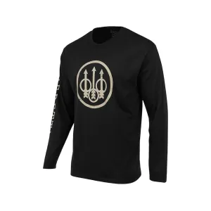 Beretta Men's Trident Logo Long Sleeve Crew Neck T Shirt Black XL