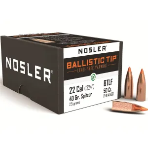 Nosler Ballistic Tip Varmint 22 Caliber (224 Diameter) Bullets 40 Grain Polymer Tip Box of 100 Lead-Free