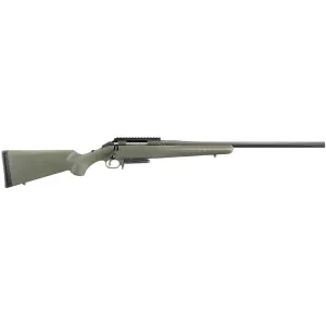 Ruger American Predator Bolt Action Rifle 204 Ruger 22" Blued Threaded Barrel Black Frame Olive Drab Field Stock AICS Magazine