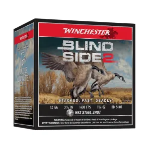 Winchester Blind Side 2 Ammunition 12 Gauge 3-1/2" 1-5/8 oz #BB Steel Shot Box of 25