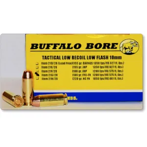 Buffalo Bore Tactical Low Recoil 10mm Auto Ammo 180 Grain Full Metal Jacket Box of 20