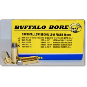 Buffalo Bore Tactical Low Recoil 10mm Auto Ammo 220 Grain Flat Nose Box of 20