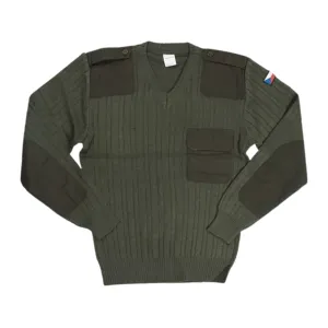 Military Surplus Czech M97 V-Neck Sweater Grade 2 Olive Drab Large