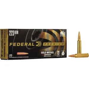 Federal Premium Gold Medal 223 Remington Ammo 73 Grain Berger Tactical Hybrid Match Jacketed Hollow Point Box of 20