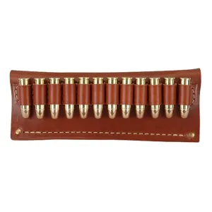 Hunter Pistol Cartridge Belt Slide 38 Caliber 12-Round Leather Chestnut