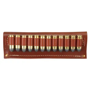 Hunter Pistol Cartridge Belt Slide 45 Caliber 12-Round Leather Chestnut