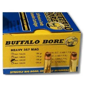 Buffalo Bore 357 Magnum Ammo 158 Grain Jacketed Hollow Point Box of 20