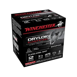 Winchester Drylok Super Steel High Velocity Waterfowl 12 Gauge Ammo 3-1/2" #2 Steel Shot 1-1/2 oz Box of 25