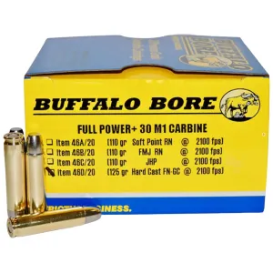 Buffalo Bore 30 Carbine Ammo 125 Grain Flat Nose Box of 20