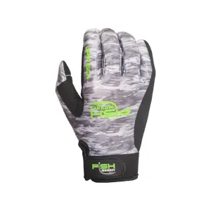 Fish Monkey Men's Free Style Custom Fit Fishing Gloves Gray Water Camo Large
