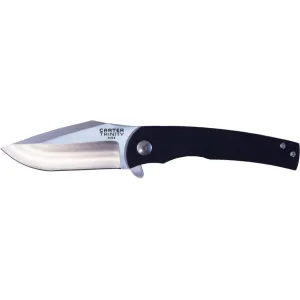 Ontario Carter Trinity Folding Knife 3" Clip Point AUS-8 Stainless Steel Blade G-10 Handle Black