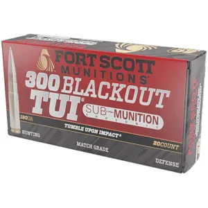 Fort Scott Munitions Subsonic TUI 300 AAC Blackout (7.62x35mm) Ammo 190 Grain Solid Lead Free Box of 20