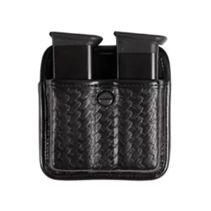 Bianchi 7922 AccuMold Elite Triple Threat Double Magazine Pouch for Glock 20, 21, Beretta 8045, HK USP 40, 45, Para-Ordnance P12, P13, P14, P13 Trilaminate Basketweave Black
