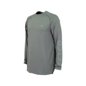 AFTCO Men's Samurai Performance Long Sleeve Crew Neck T Shirt Silver Heather XL