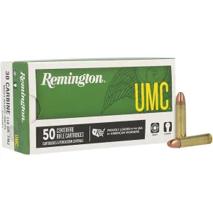 Remington UMC 30 Carbine Ammo 110 Grain Full Metal Jacket Case of 500 (10 Boxes of 50)
