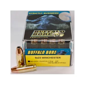 Buffalo Bore 9x23mm Winchester Ammo 115 Grain Jacketed Hollow Point Box of 20