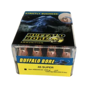 Buffalo Bore 45 Super Ammo 200 Grain Jacketed Hollow Point Box of 20