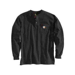 Carhartt Men's Loose Fit Heavyweight Long Sleeve Pocket Henley Shirt Black 4XL