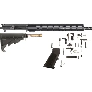 AR-STONER AR-15 Build Kit with Upper Receiver Assembly 5.56x45mm NATO 16" Barrel Mid Length 15" M-LOK Handguard, Complete Lower Receiver Parts Kit, Stock Assembly 6-Position Mil-Spec Collapsible