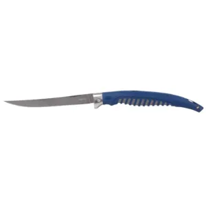 Buck Knives 220 Silver Creek Folding Fillet Knife 6.5" Clip Point 420J2 Steel Titianium Coated Blade TPE Rubber Handle Blue