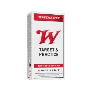 Winchester White Box USA 25 ACP Ammo 50 Grain Full Metal Jacket Box of 50