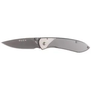 Buck Knives Nobleman Titanium Pocket Knife 2.625" Drop Point 440A Titanium Blade Stainless Steel Handle Gray
