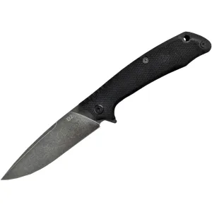 American Buffalo Knife & Tool Shadow Pocket Knife 3.5" Drop Point D2 Stonewashed Blade G-10 Handle Black