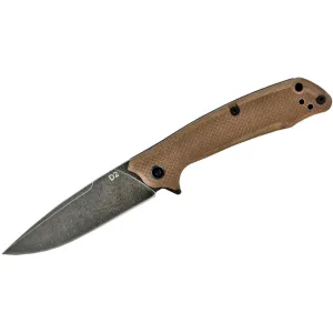 American Buffalo Knife & Tool Desert Pocket Knife 3.5" Drop Point D2 Stonewashed Blade G-10 Handle Tan